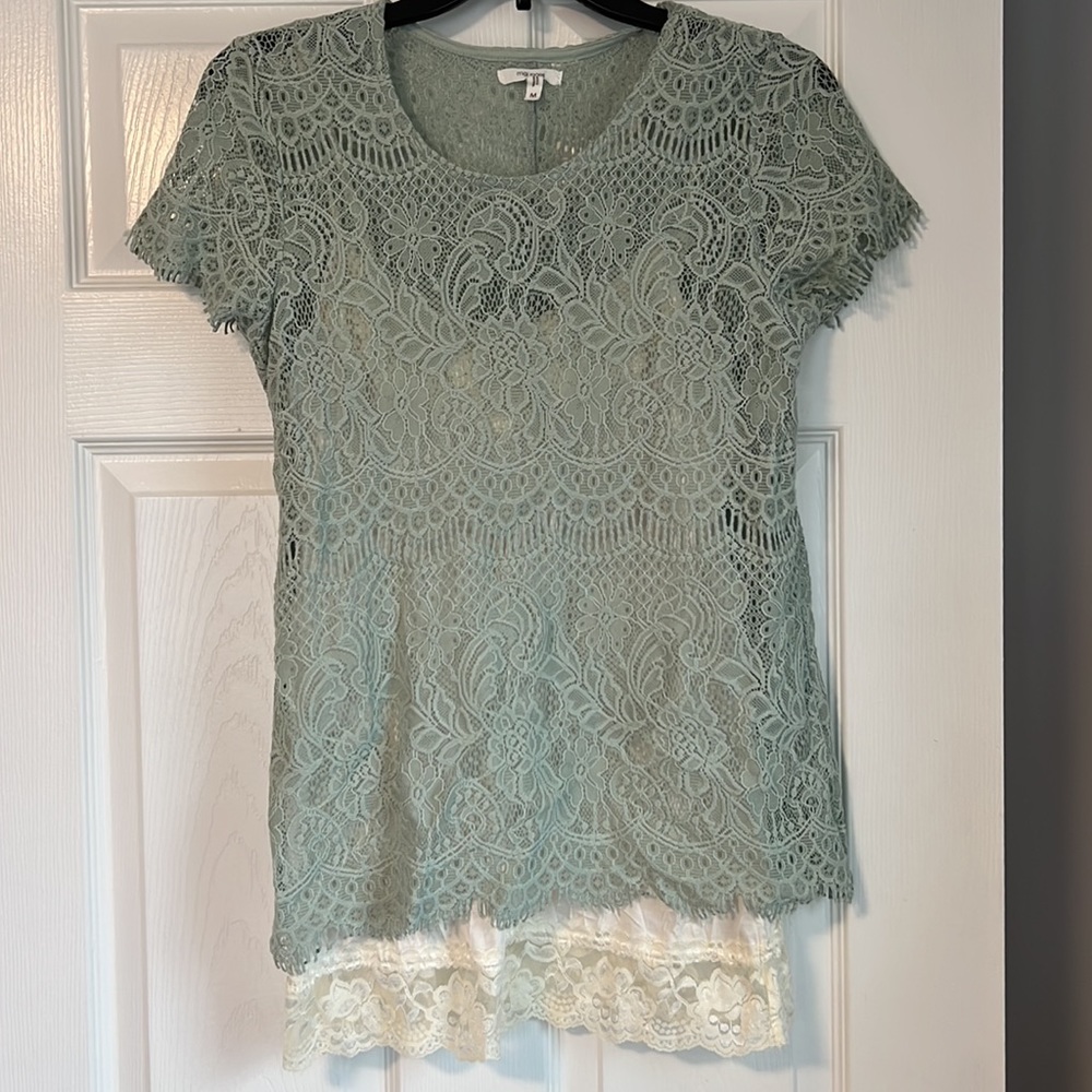 Maurice’s Floral Lace T-Shirt with Lace Under Tank Top
